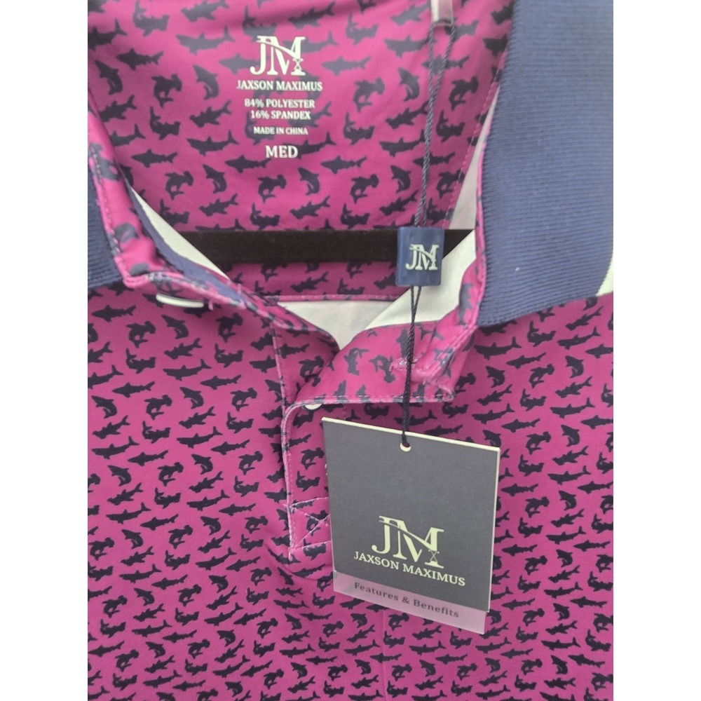 Jaxson Maximus Shark Attack Design Polo and Golf Shirt Mens Medium New w/ tags - Picture 3 of 5